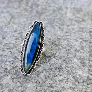 แหวนเงินแท้925อัญมณีลาบราดอไรต์สำหรับผู้หญิงเครื่องประดับสำหรับงานแต่งงานงานปาร์ตี้ขายส่ง - Product Image 3