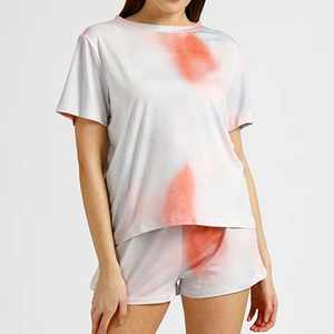 ชุดเสื้อยืดมัดย้อม & กางเกงขาสั้นสำหรับผู้หญิงชุดกางเกงขาสั้น2ชิ้นคุณภาพสูงผ้าคอตตอนลำลองสำหรับผู้หญิง - Product Image 3