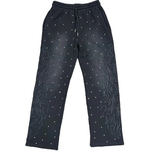 Pantalon pour femmes 100% coton de la meilleure qualité sur mesure avec strass style avant plat pour l'hiver vêtements d'extérieur conceptions OEM - Product Image 3