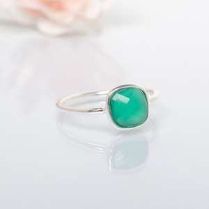 Cabujón de Plata de Ley 925 con forma cuadrada de ónix verde Natural, anillos para fiesta, anillos hechos a mano de piedra Natural, joyería para mujer a granel - Product Image 2