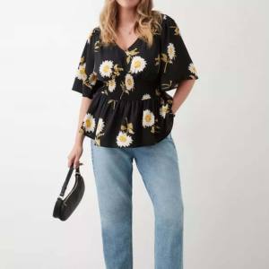 Camisa de mujer de último diseño, blusas de talla grande para mujeres y niñas, sublimación transpirable de algodón, estampado femenino sólido para Otoño Invierno - Product Image 6