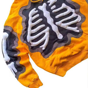 Venta al por mayor desgastado Premium Dtg hueso estampado sudaderas con capucha de alta calidad Vintage lavado Digital pulóver impreso Sudadera con capucha térmica para hombres - Product Image 6