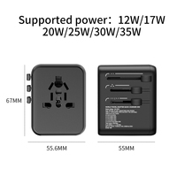 Chargeur de voyage universel 15W multi-usage avec 1 port USB et 2 ports Type-C, prises Euro/UK/US/AU, sûr et efficace pour la maison et le bureau