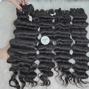 Lot de cheveux ondulés profonds à prix de gros pour femmes, cheveux humains vierges vietnamiens, texture lisse et brillante, dentelle transparente - Product Image 1