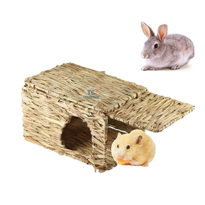 Nido de conejo de hámster tejido a mano, hábitat de algas marinas, casa de conejo para pájaro/hámster/animal pequeño, proveedor de mascotas, jaulas para mascotas - Product Image 1