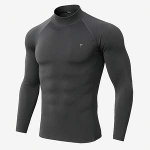 Camiseta Deportiva de Compresión para Hombre, Camiseta de Cuello Alto de Alta Calidad, Camisetas Ajustadas para Gimnasio, Servicio Personalizado y OEM - Product Image 3