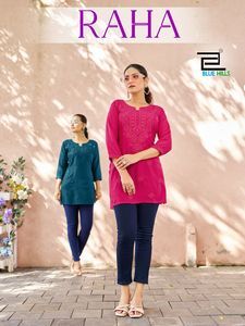 เสื้อตัวสั้นแฟนซีสำหรับผู้หญิงผ้าเรยอนพร้อมลาย lakhnavi ใส่ลำลอง - Product Image 5