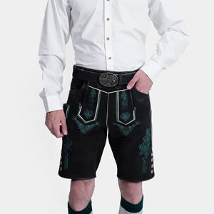High Quality <b>Leather</b> Bavarian Lederhosen Wear <b>Shorts</b> Custom Made Black Color <b>Shorts</b> With Embroidery Lederhosen <b>Shorts</b> - Product Image 1