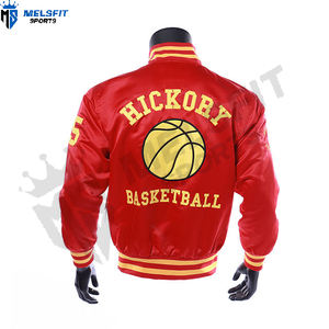 แจ็กเก็ตผ้าซาตินปักลายบอมเบอร์เบสบอลปกตั้งโลโก้ด้านหน้าลายการ์ตูนน้ำหนักเบาบริการ OEM - Product Image 3