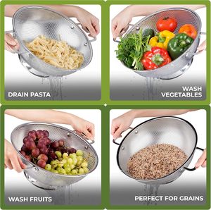 Tốt nhất bán bạc dây thép không gỉ lưới lọc colander Giỏ đa năng lọc cho các loại trái cây rau và mì ống - Product Image 5