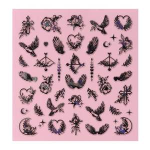 GLOSSYBLOSSOM Botanic Bliss 2D Nail Art Decal Glam Black 69020 Autoadhesivo Floret Decoración Pegatinas para uñas - Product Image 1