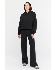 Chándal de gran tamaño de algodón 100% de calidad superior para mujer, chándal holgado bordado, traje de invierno con logotipo frontal, longitud corta, dulce - Product Image 5