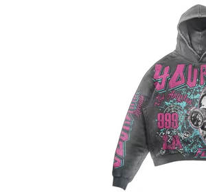 Moda personalizada DTF DTG Rhinestone Sudadera con capucha Unisex de gran tamaño Streetwear pulóver sudadera suministro al por mayor - Product Image 2