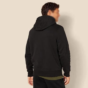 Wholesale Men's <b>Black</b> 100% Cotton <b>Fleece</b> Pullover Hoodie Heavyweight Custom Logo DTG Screen Print Embriodary - Product Image 2