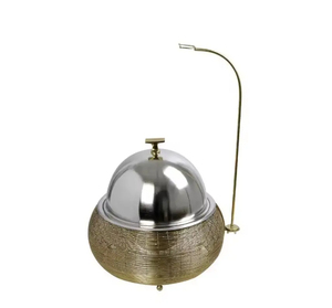 Ensemble de 1 plat de service en métal noir/argent en forme de dôme pour hôtel, design unique - Product Image 4