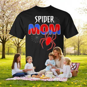 T-shirt promozionali coordinati per mamma e famiglia a tema ragno per compleanno e festa della mamma - Product Image 3