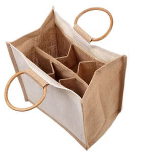 Indian <b>Mini</b> Organic Wine Bottle Jute <b>Bag</b> Quality Handled Canvas Fabric Custom Logo Best Price Promotion <b>Gift</b> Packing Made Nylon - Product Image 1