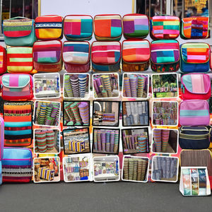 Custom Eco-Friendly Reusable Striped Zipper Nylon Shopping <b>Bag</b> Stand Cosmetic <b>for</b> <b>Toiletry</b> Pouches <b>for</b> <b>Travel</b> Beach Makeup - Product Image 1