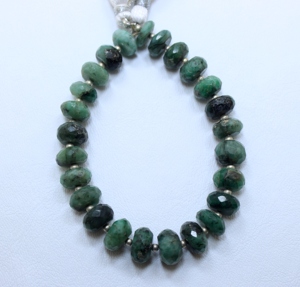 Cuentas de piedras preciosas sueltas con forma de Rondell facetadas de Esmeralda natural aprox. 6,6 ''Tamaño 10MM para la fabricación de joyas - Product Image 1