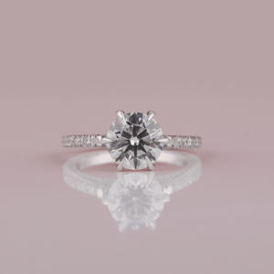 Bague de fiançailles en argent sterling serti pavé 2.0 CT Lab Grown Diamond Cut Side Diamond Ring Perfect Birthday Gift IGI - Product Image 1