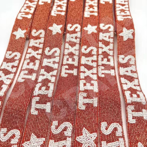 STAR TEXAS Sangles de sac en perles de rocaille en or blanc personnalisées 'Hook Em Horns' Accessoire à la mode Sangle de sac à main perlée - Product Image 1