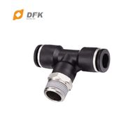 Nouveau raccord pneumatique en plastique DFK noir à 3 voies à connexion rapide avec une pression de 0 à 1,1 MPa et une plage de température de -10 à 60 °C