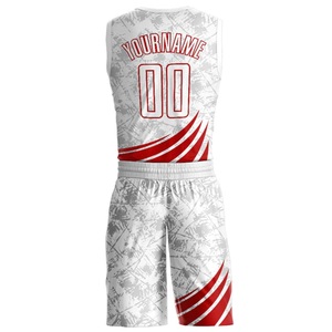Costume de basket-ball de sublimation de col rond de formes de vent rouge blanc personnalisé maillot avec tissu respirant COSH Sportswear fabricant - Product Image 3