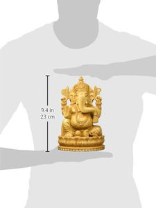 รูปปั้นไม้พระพิฆเนศรูปช้างแกะสลักด้วยมือรูปเคารพไม้ของเทพเจ้าฮินดูพระพิฆเนศบนช้างแบบดั้งเดิมจิตวิญญาณของอินเดีย - Product Image 3