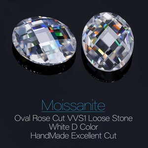 พลอยสังเคราะห์ที่ได้รับการรับรองจากเพชรวงแหวนทรงวงรีทรงกลมแบบใช้มือ VVS2ทรงหลวมสำหรับการทำเครื่องประดับ - Product Image 2