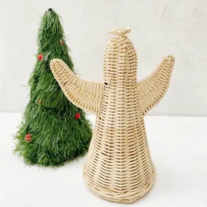 Nouveau design unique, décoration d'arbre de noël de meilleure qualité, décoration suspendue en rotin en forme de figurine d'ange