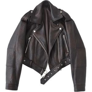 Veste de moto en cuir d'agneau véritable pour femmes, coupe ajustée, style motard, protection, vêtements de moto tendance - Product Image 6