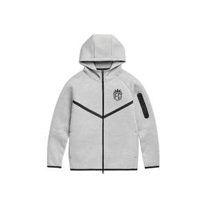 Veste à capuche zippée intégrale en polaire pour homme, gris chiné, légère, chaude, vêtements de sport d'entraînement, broderie de qualité supérieure - Product Image 1