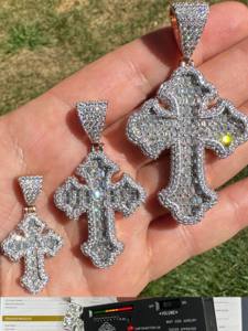 Lab Diamond Gothic <b>Cross</b> Pendant Round Brilliant Cut 14K Rose Gold Plated GIA Certified Classic Gift - Product Image 4