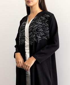 Vestido Abaya de Seda Satén Hecho a Mano, Talla Única XXL, Estilo con Volantes, Bordado Elegante, Antiarrugas, Tradicional Musulmán - Product Image 2