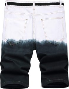 Short d'été en jean imprimé taille haute pour hommes coupe régulière avec bouton fermeture à glissière jean en coton délavé foncé - Product Image 2