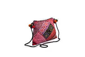 Sac à bandoulière en brocart rétro brodé à la main, Patchwork rectangulaire écologique avec sangle à bille - Product Image 2