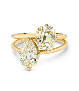 แหวนเพชรโมอิสซาไนต์ทรงลูกแพร์และมาร์คีส์สองเม็ด ทอง 14K สำหรับงานหมั้นและงานแต่งงาน - Product Image 1