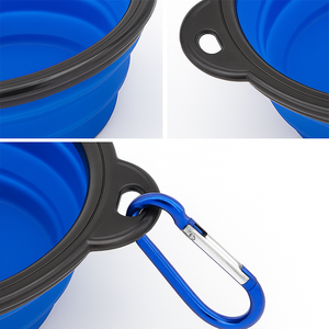 Logo kustom 350ml dapat dilipat TPE mangkuk anjing bepergian dengan karabiner Food Grade BPA bebas makanan portabel untuk mendaki berkemah & hewan peliharaan - Product Image 4