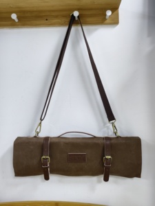 Sac à rouleaux de couteaux de chef en toile cirée et <span class=keywords><strong>cuir</strong></span> Étui à couteaux durable pour chefs professionnels - Product Image 6