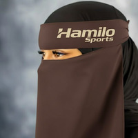 Voile islamique tendance : Hijab de prière long en jersey 2 couches pour femme, avec masque intégré et strass pour le visage