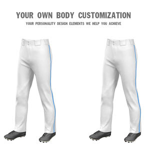 Pantalones de béisbol de alta calidad para equipo de adultos Color blanco y tiras azules Ropa deportiva Pantalones de béisbol de longitud completa con cierre de botón - Product Image 2