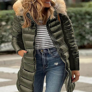 Nouvelle arrivée, veste parka matelassée à capuche pour femme, unie, séchage rapide, respirante, tricotée, personnalisable, vente en gros, saison hivernale, haute qualité - Product Image 6