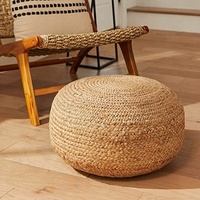 Pouf ottoman tressé en jute MORE, design rustique, tabouret pour la maison, chambre, hôtel, salon, usage domestique, 20,5"D x 20,5"W x 10,5"H