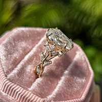 Bague à feuilles fines en or massif 14K avec 2.01CT VS1 Bague florale en diamant taillé en laboratoire parfait pour un mariage ou une fête.