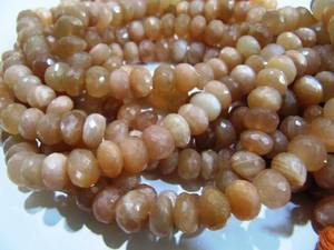 Natural Peach Moonstone Rondelle Micro Faceted 10mm a 12mm Tamaño Beads 8-Inch Strand - Product Image 2