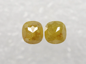 เพชรเหลืองทรงคุชชั่นโรสคัทธรรมชาติ 1.43 กะรัต คู่ 2 เม็ด ขนาด 5.49-5.55 มม. สำหรับเครื่องประดับดีไซน์เรียบง่ายแบบรัสติกที่ได้รับการรับรอง - Product Image 5