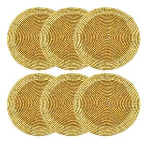 Sous-verres en verre perlé faits à la main-Sous-verres classiques en polyester (4x4 pouces) Formes personnalisables portables pour l'église - Product Image 1