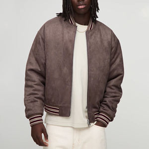 Veste universitaire en cuir à manches courtes de haute qualité avec broderie de patch pour hommes, sur mesure, style baseball, bomber, taille plus - Product Image 4