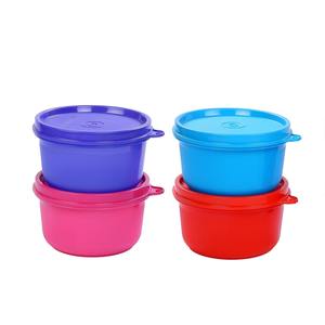 Ensemble de 4 contenants ronds en plastique de fabrication indienne pour le stockage des aliments et les voyages, disponible à un prix abordable - Product Image 1