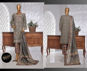 Ssumaira Collection Chikenkari Juego de 3 piezas Shalwar & Dupatta con estampado elegante Lawn Party Wear Marca BINSAEED - Product Image 4
